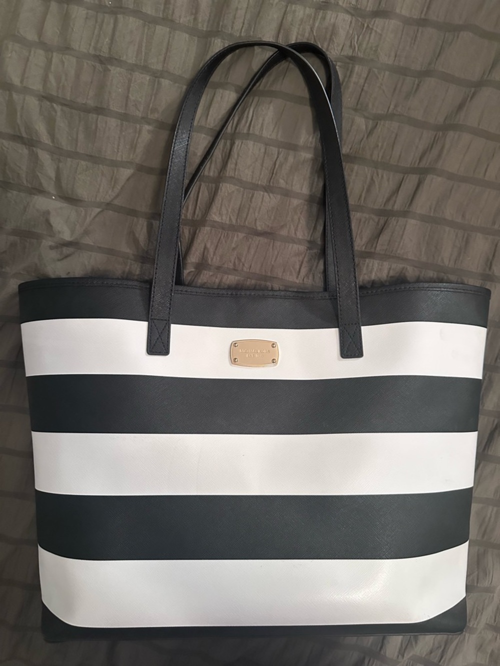 Michael Kors- Striped Black & White Tote Bag